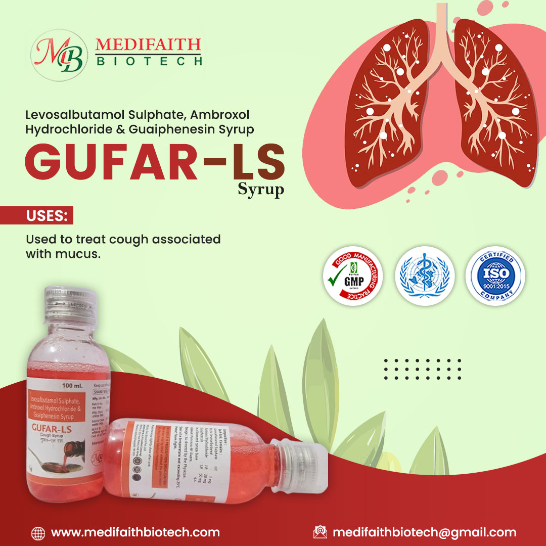 medifaith's tweet photo. Gufar-LS Syrup is used for:

✅ Relief from Cough &amp; Congestion
✅ Loosening &amp; Expelling Mucus (Expectorant Action)
✅ Easing Breathing Difficulties

👉:- https://t.co/Dbb2dPF0YM

#MedifaithBiotech #CoughRelief #BreatheBetter #HealthyLungs https://t.co/r6yU6oQLiO