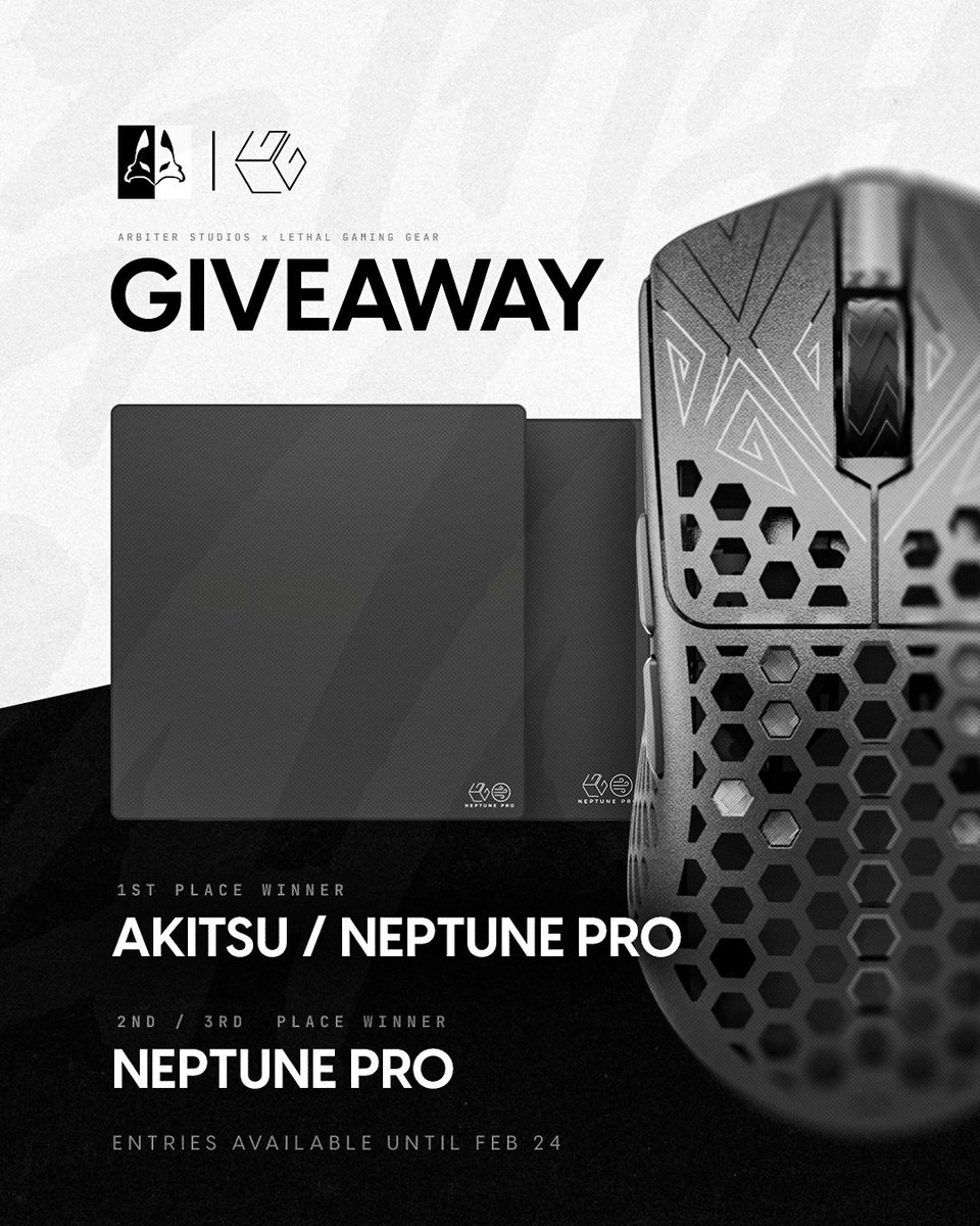 Lethal Gaming Gear (@lethalgaminggr) on Twitter photo We are doing a joint giveaway with <a href="/arbiterstudio/">Arbiter Studio</a>!
Now is your chance to win one of the best carbon mice and speed pads on the market!
- AKITSU & Neptune Pro
- Must follow us and <a href="/arbiterstudio/">Arbiter Studio</a>
- Tag 2 friends & repost
- Winner chosen Feb. 24th We are doing a joint giveaway with <a href="/arbiterstudio/">Arbiter Studio</a>!
Now is your chance to win one of the best carbon mice and speed pads on the market!
- AKITSU & Neptune Pro
- Must follow us and <a href="/arbiterstudio/">Arbiter Studio</a>
- Tag 2 friends & repost
- Winner chosen Feb. 24th