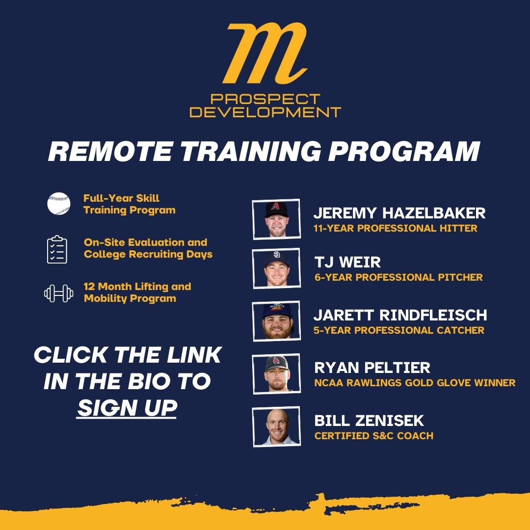 Marucci Prospect Development (@prospectdevelop) on Twitter photo We are excited to launch the most well-rounded training program in baseball. This full year remote program covers every aspect of the game.ย
SIGN UP HERE: prospectsorganization.leagueapps.com/events/4517184โฆ
OUR INSTRUCTORS INCLUDE: 11-yr Pro, 6-yr Pro, 5-yr Pro, NCAA Gold Glover, & Certified S&C Coach We are excited to launch the most well-rounded training program in baseball. This full year remote program covers every aspect of the game.ย
SIGN UP HERE: prospectsorganization.leagueapps.com/events/4517184โฆ
OUR INSTRUCTORS INCLUDE: 11-yr Pro, 6-yr Pro, 5-yr Pro, NCAA Gold Glover, & Certified S&C Coach