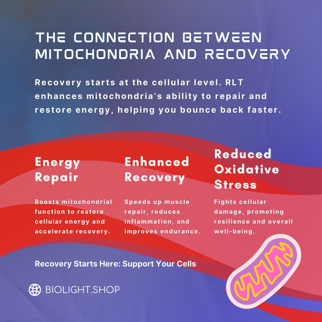 BioLightShop's tweet photo. 🧬 Recovery starts at the cellular level. 💪
✨ RLT enhances mitochondria’s ability to repair and restore energy, helping you bounce back faster. 🔋
#Biohacker #RedLight #RLT #Wellness #InfraredLightTherapy #InfraredLight https://t.co/levmU96FAb