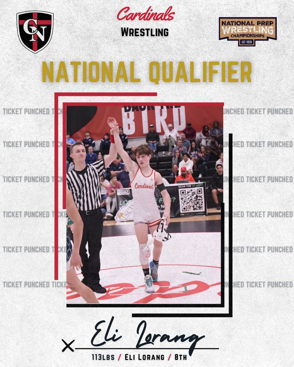 Congrats to 8th grader, Eli Lorang, on becoming a National Prep Qualifier! Eli will have a chance to compete amongst the country’s best for a National Prep title this weekend at Lehigh University in Bethlehem, PA!

<a href="/CNathletics1/">CNathletics1</a> <a href="/4CardinalNewman/">CardinalNewmanSchool</a> #CardinalWrestling