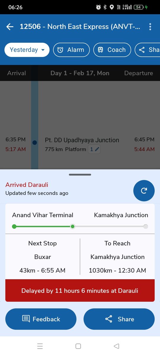 swetankmani's tweet photo. @RailwaySeva - Any specific reason for this 11 hr delay https://t.co/oKex0iGxcE