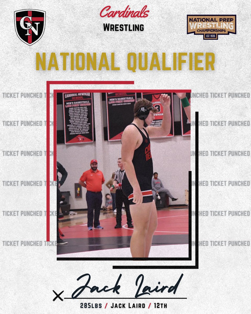 Congrats to Senior, Jack Laird, on becoming a National Prep Qualifier! Jack will have a chance to compete amongst the country’s best for a National Prep title this weekend at Lehigh University in Bethlehem, PA!

<a href="/CNathletics1/">CNathletics1</a> <a href="/4CardinalNewman/">CardinalNewmanSchool</a> #CardinalWrestling