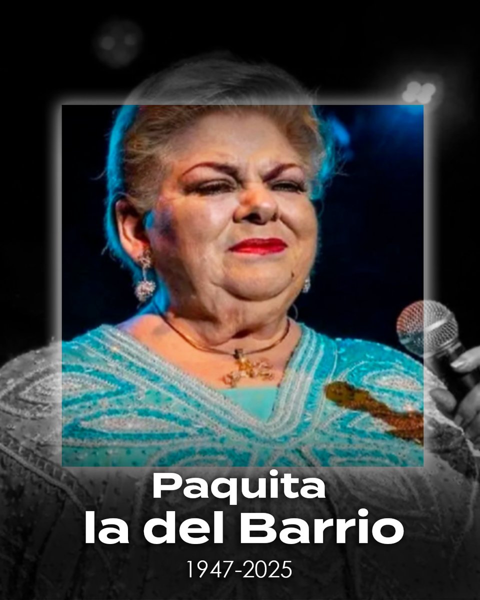 Con profundo pesar nos unimos al duelo de nuestra querida colega Paquita la del Barrio. Sus canciones vivirán siempre en el eterno recuerdo 🤍 Paz a su alma.