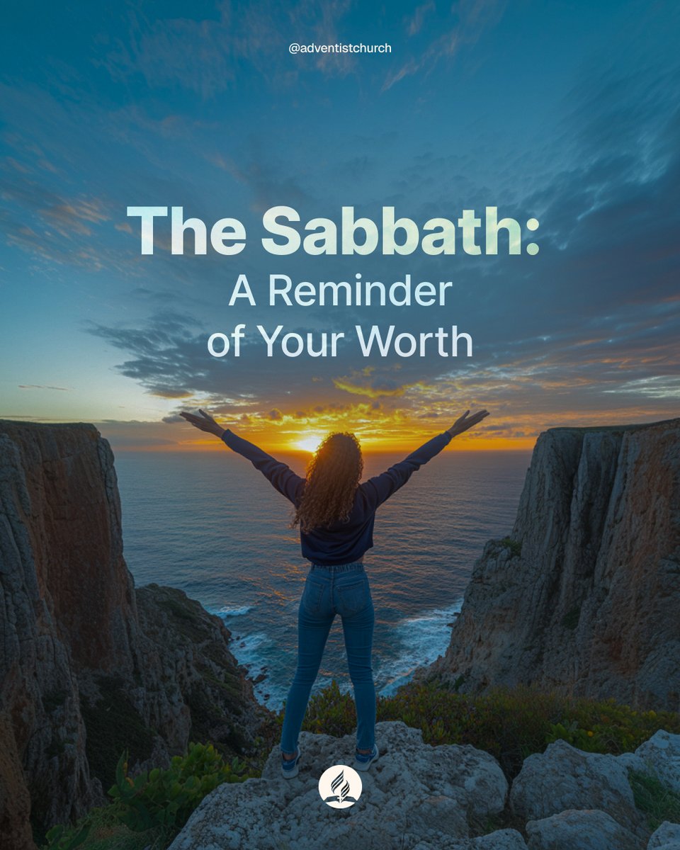 adventistchurch's tweet photo. The Sabbath isn’t just a day of rest—it’s a gift from God that reminds you that you are loved, valued, and worthy of peace. Your work and worries can wait because your health and well-being matter to Him. How do you experience Sabbath rest? https://t.co/gfn5aPjJ9L
