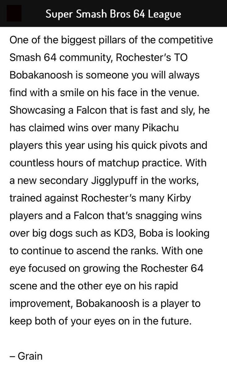 BobakanooshG's tweet image. So much I want to say about everything to get here but all I can say is

I did it

This has been one of my greatest goals since I started competing in Smash in 2014. After 10 years of running and entering tournaments, I did it!

Love the scene, love the game, love my friends :)