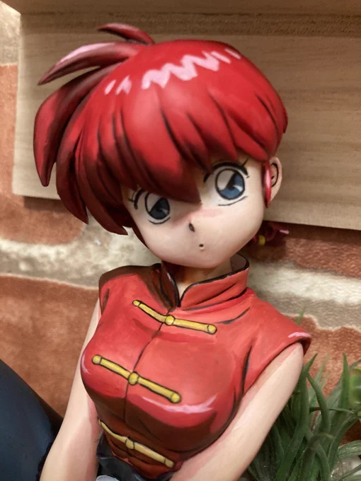 らんまフィギュアをリペイント依頼してセル画風旧アニメらんま色に塗っていただきましたかわいい! #らんまアニメ #らんま #フィギュア