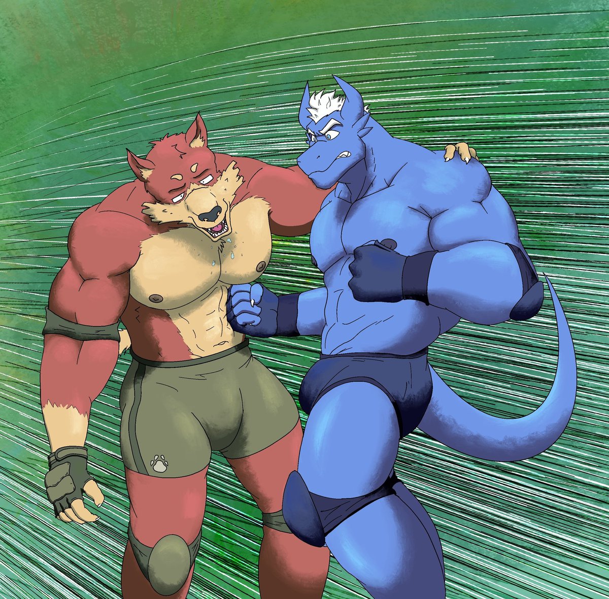 It's been a long time coming but my collab with <a href="/Bluelaserbeam/">Bloo</a> is finally finished! Bloo here delivering a powerful blow to Flint, completely off guard! Looks like he got the wind knocked out of him! Ouch!