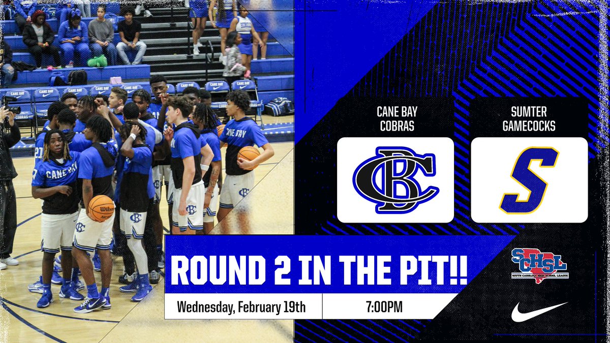 Cane Bay HS Athletics (@canecobra) on Twitter photo See you Wednesday in THE PIT!!!!
Tickets on sale bcsdschools.net/cbhtix
$8.00-Cash at the door as well
SCHSL Passes ONLY!!!
<a href="/CBboysBball/">Cane Bay Boys Basketball</a> <a href="/summerhuechtker/">Summer Huechtker</a> <a href="/dshelton66/">DavidRShelton</a> <a href="/GanttRob/">Rob Gantt</a> <a href="/KevinLive5/">Kevin Bilodeau</a> <a href="/SEisbergWCIV/">Scott Eisberg</a> <a href="/DanNews2Sports/">Dan Fanning</a> <a href="/GamecocksBball/">Sumter Gamecocks Boys Basketball</a> See you Wednesday in THE PIT!!!!
Tickets on sale bcsdschools.net/cbhtix
$8.00-Cash at the door as well
SCHSL Passes ONLY!!!
<a href="/CBboysBball/">Cane Bay Boys Basketball</a> <a href="/summerhuechtker/">Summer Huechtker</a> <a href="/dshelton66/">DavidRShelton</a> <a href="/GanttRob/">Rob Gantt</a> <a href="/KevinLive5/">Kevin Bilodeau</a> <a href="/SEisbergWCIV/">Scott Eisberg</a> <a href="/DanNews2Sports/">Dan Fanning</a> <a href="/GamecocksBball/">Sumter Gamecocks Boys Basketball</a>