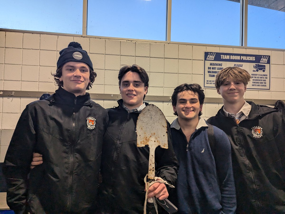 TauntonHSHockey's tweet image. The &quot;grinders&quot;, Jacob Pereira, Xander Doherty, Jacob Matos, and Brayden Smith earned the shovel for their efforts in the Championship win vs Diman!

#DiggingDeep #TauntonHockey