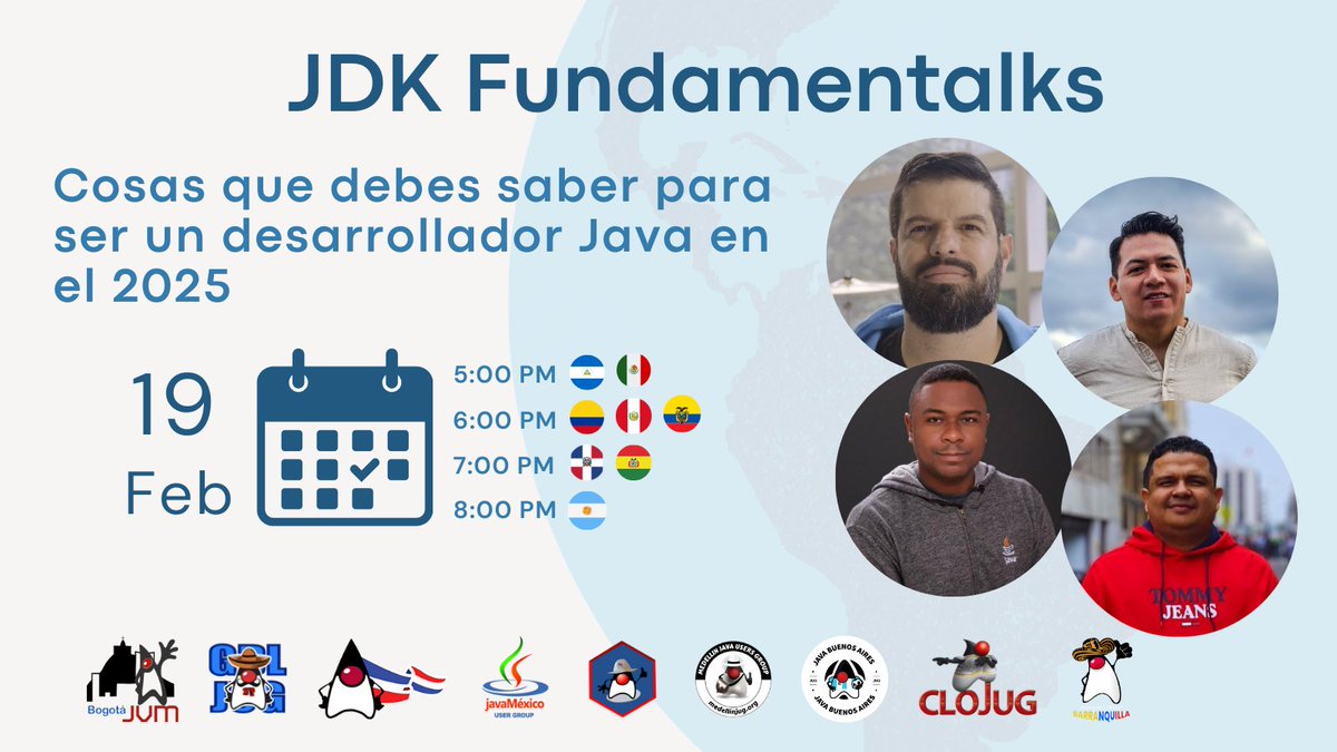 gaijinco's tweet photo. Nuestro primer evento del año "Cosas que debes saber para ser un desarrollador Java en el 2025" junto a líderes de la comunidad de Java @eudriscabrera @_benek y @geovannycode. Los esperamos! https://t.co/sa03nXGmpx