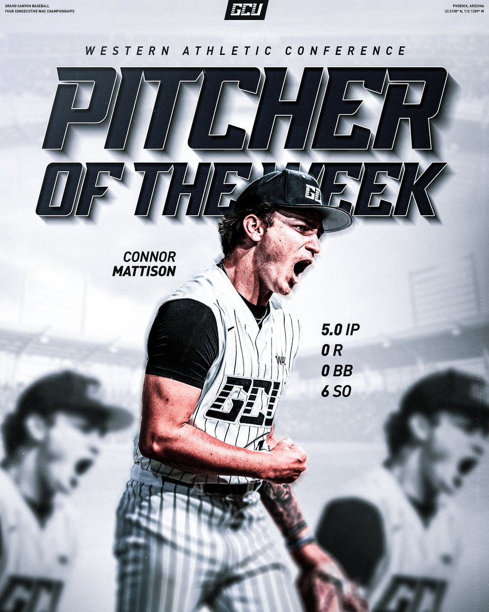 Grand Canyon Baseball (@gcu_baseball) on Twitter photo Five shutout innings from <a href="/ConnorMattison2/">Connor Mattison</a> against Vanderbilt earns him the seasonโs first WAC Pitcher of the Week honor. ๐ฅโฝ๏ธ
๐ฐ: gculopes.com/news/2025/2/17โฆ Five shutout innings from <a href="/ConnorMattison2/">Connor Mattison</a> against Vanderbilt earns him the seasonโs first WAC Pitcher of the Week honor. ๐ฅโฝ๏ธ
๐ฐ: gculopes.com/news/2025/2/17โฆ