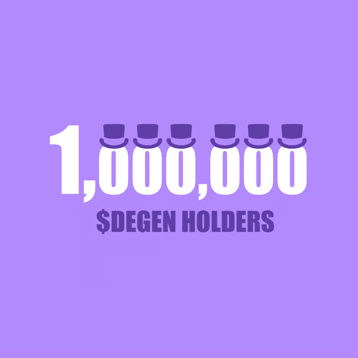 degentokenbase's tweet photo. 🚀 1 MILLION HOLDERS on @base! 🎉

In just one year, the DEGEN community has hit an insane milestone—but this is just the beginning. We keep building, we keep sending!

Drop a 🎩 if you’re here for the next million! https://t.co/HgSCbWFZXK
