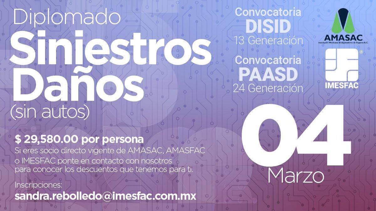 IMESFAC's tweet photo. Conoce las mejores prácticas relacionadas con el ajuste de siniestros en los seguros de Daños y analiza los riesgos que se protegen. Determina la importancia del ajuste a través de la solución de casos prácticos. Conoce más en: https://t.co/Do1NcvJPWn #CursosParaAgentes #DISID https://t.co/1ufu2Oqoxr