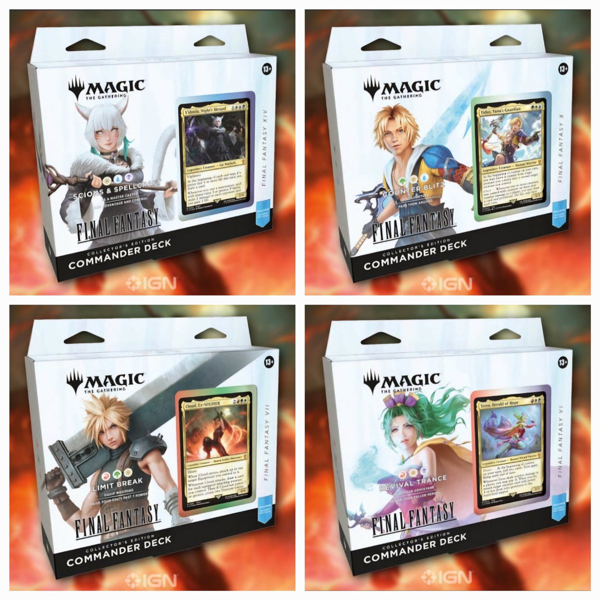 MTG×FFコラボ 統率者デッキは4種類 ・通常版は$70 ・コレクターズ版は