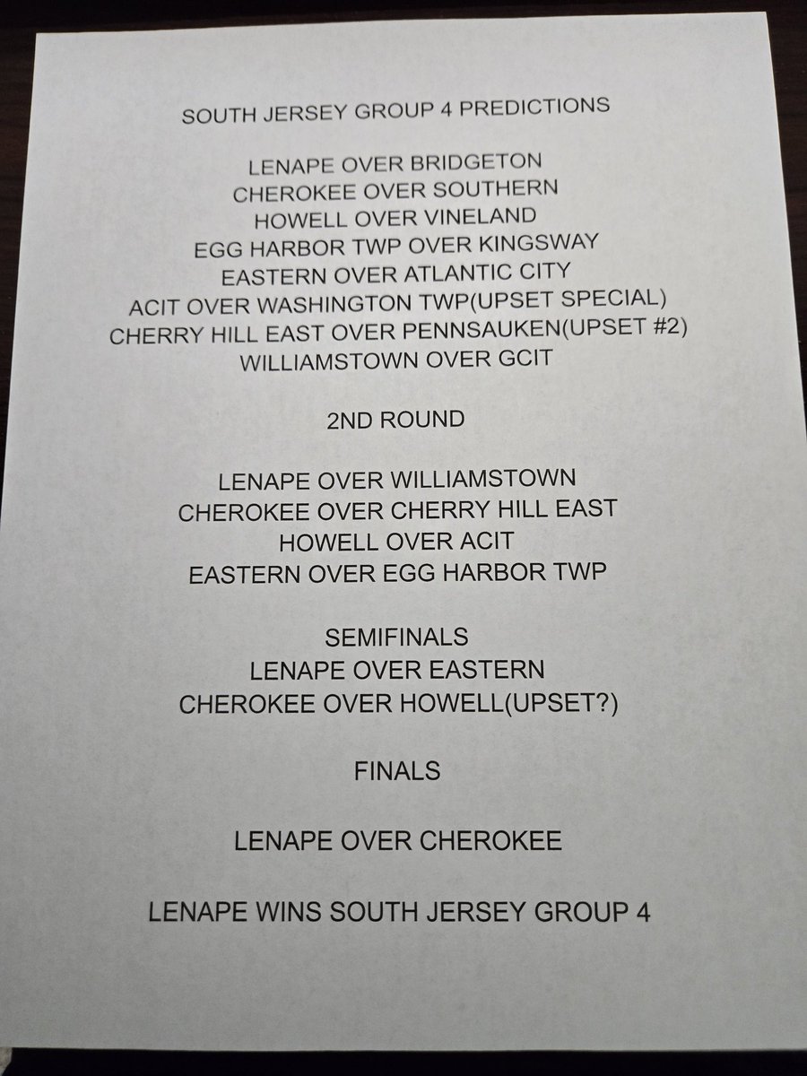 THE SJIBT SCORES (@thesjibt) on Twitter photo SOUTH JERSEY GROUP 4 PREDICTIONS SOUTH JERSEY GROUP 4 PREDICTIONS