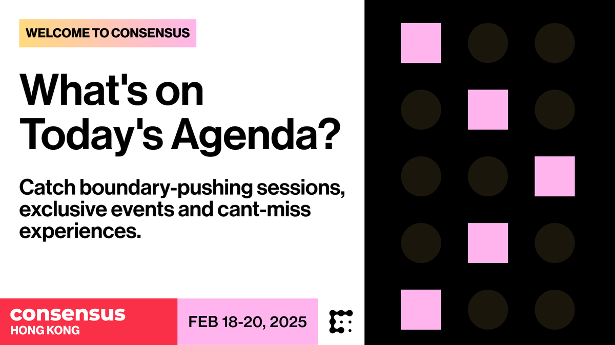 🌅 The moment has arrived. #ConsensusHK begins today as crypto's most important conversation comes to Asia for the first time.

Get ready for three unforgettable days in Hong Kong. Here's what's happening: 🧵