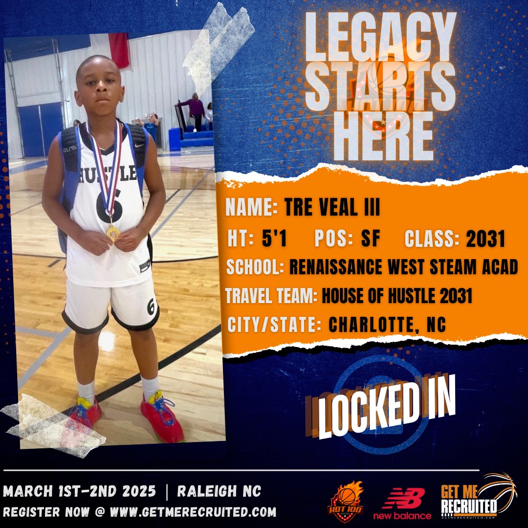getmerecruited's tweet photo. Tre Veal III (NC) is confirmed for the Hot 100 Middle School Showcase happening March 1-2nd, 2025 in Raleigh, NC!!!
#GMRHoops #Hot100 #GetMeRecruited https://t.co/yFTXs4XIXt