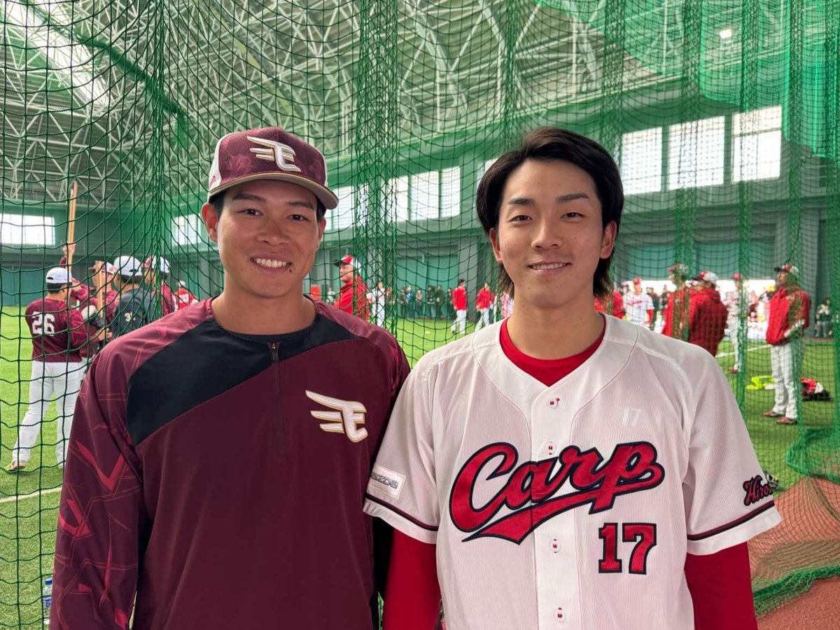 #中島大輔 選手は青山学院大の同期
#常廣羽也斗 選手と📷💙

#RakutenEagles #carp
#キ！
#タイヤはフジスプリングキャンプ2025