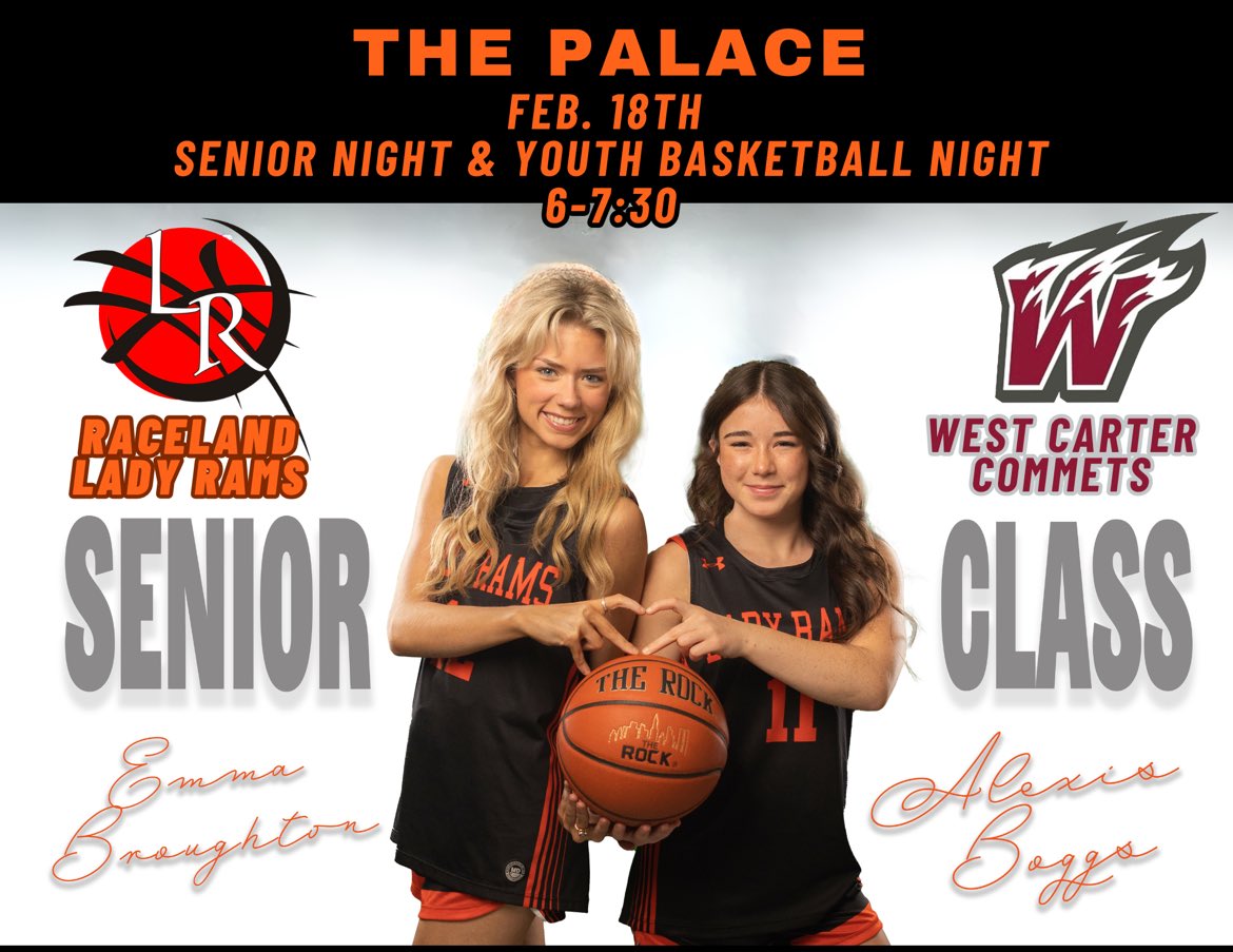 Lady Ram Senior Night Game Day! 
Come pack the house for these two Seniors &amp; cheer on your Lady Rams!!