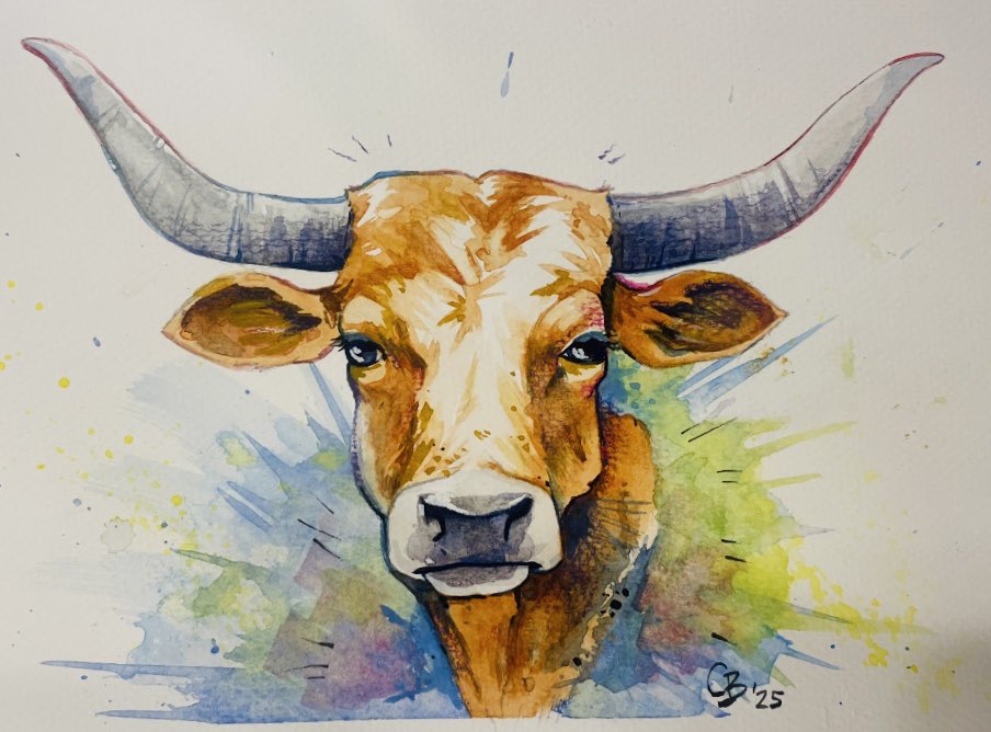 The final piece! 

#watercolor #painting #artist #longhorn #texas