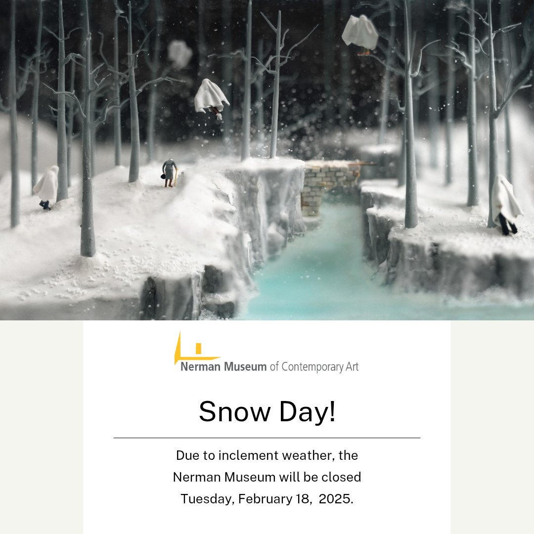 Due to inclement weather, the Nerman Museum will be closed on Tues., Feb. 18.

📷: Walter Martin and Paloma Muñoz, A Winter Walk, 2006, chromogenic print on Plexiglas, 39 x 67 in. Collection Nerman Museum of Contemporary Art, Johnson County Community College, Overland Park, KS