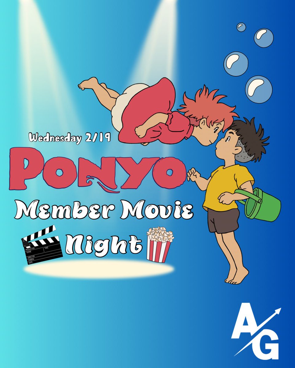 Introducing our first member only event of the month! On Wednesday Feb. 19th, we’ll be hosting a movie night with free snacks and a showing of the movie our members voted for: Ponyo!🫧🍿

Further info will be posted in our members only channel in the Aztec Gaming Discord server!