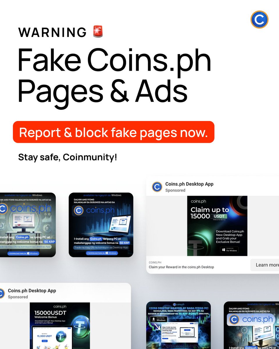 Scammers be lurking! If you spot fake pages, ads, or impersonators using  the https://t.co/nwbIOfGZon name, REPORT & BLOCK ASAP! 🚫 Remember: ✓ https://t.co/nwbIOfGZon  does not have a desktop app. You can use