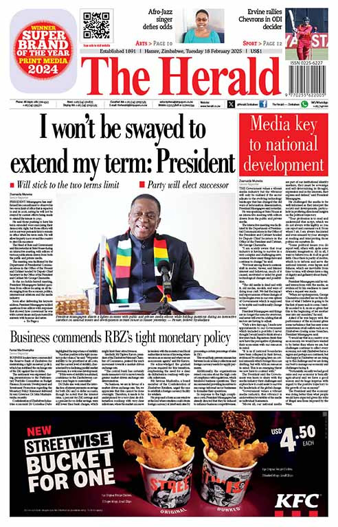 HeraldZimbabwe's tweet photo. Check out today's front and back pages https://t.co/nvuQetN20s
