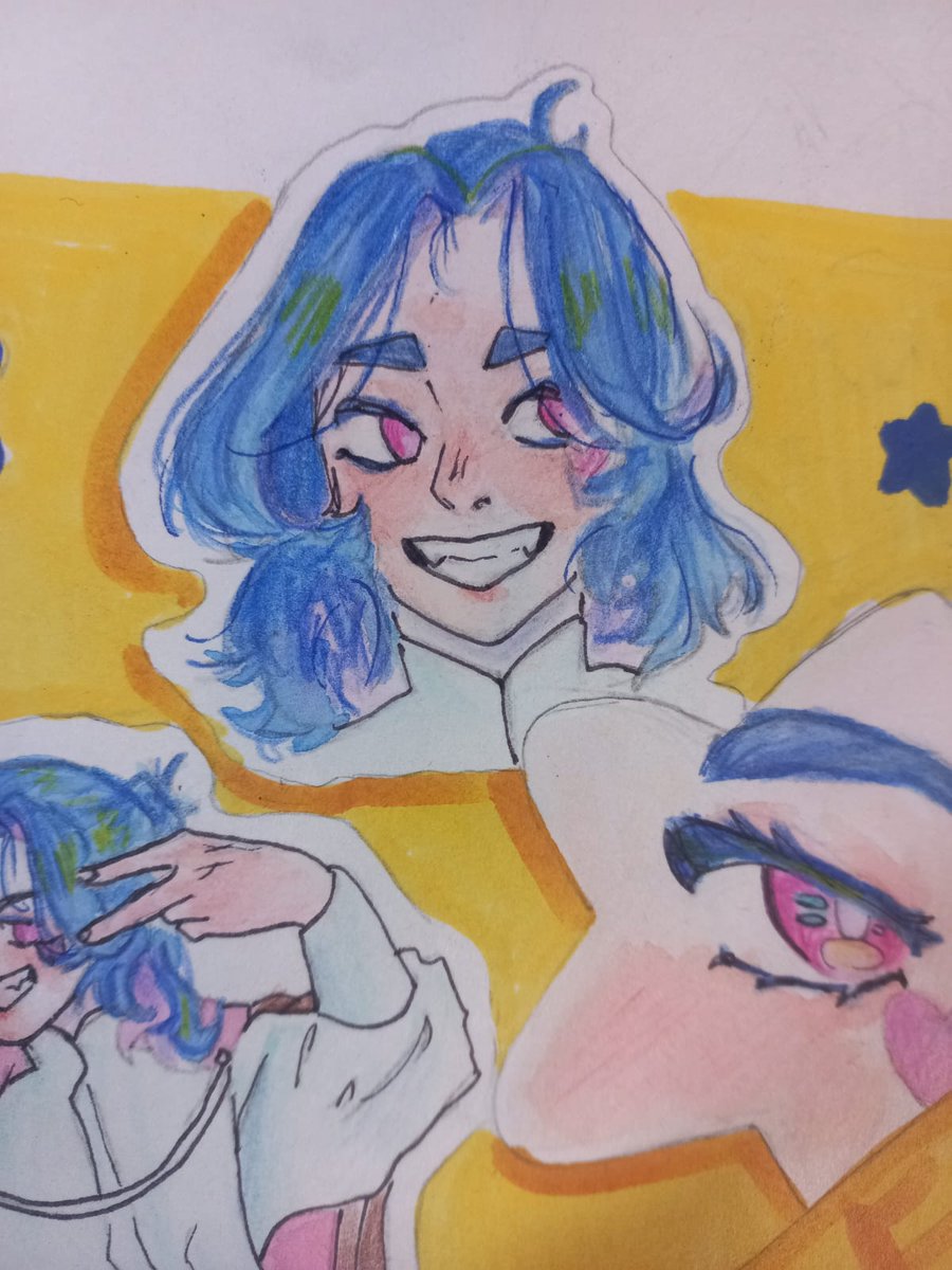 AngelesAzul12's tweet photo. Resulta que no me di cuenta y solo lo subí a Insta T^T 
ya ni modo, igual lo subo, me divertí dibujando a Asulyi ^^

#AsulyFanArt #AsulyStudio #fanart #dibujo #art #face #dibujito #dibujotradicional #traditionalart #acuarelas #acuarelasobrepapel #lápicesdecolores https://t.co/aNtd7ppLM7