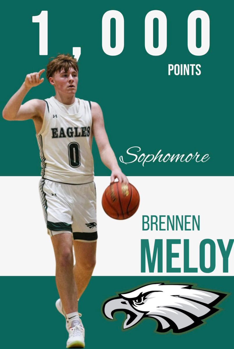 Congratulations to Bunker Sophomore Brennen Meloy for joining the 1000 point club!  The future is bright for Eagle basketball! 💚💚💚