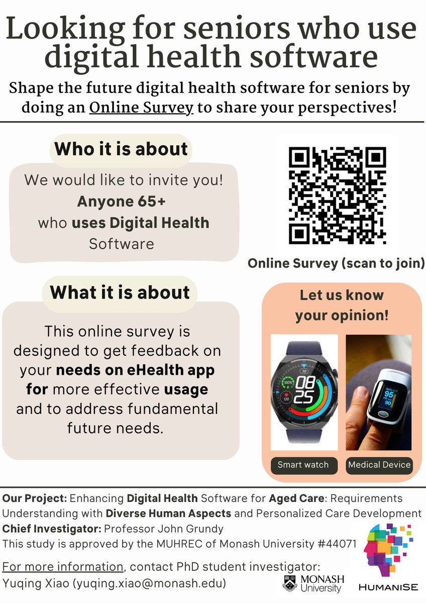 Calling All Seniors! Help Shape the Future of Digital Health Systems

📋 Take Our Online Survey (20-25 minutes):
👉lnkd.in/gGZ2jgHP 

Questions? Drop a comment or DM me!

#DigitalHealth #SeniorCare #Health #AgeTech #InclusiveDesign #TechCommunity #HealthSolutions
