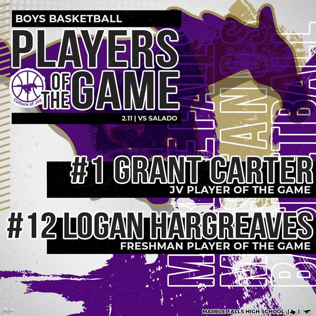 Congratulations to our Players of the Game from last week’s game vs Salado! Now onto playoffs tomorrow! #CultureofJoy