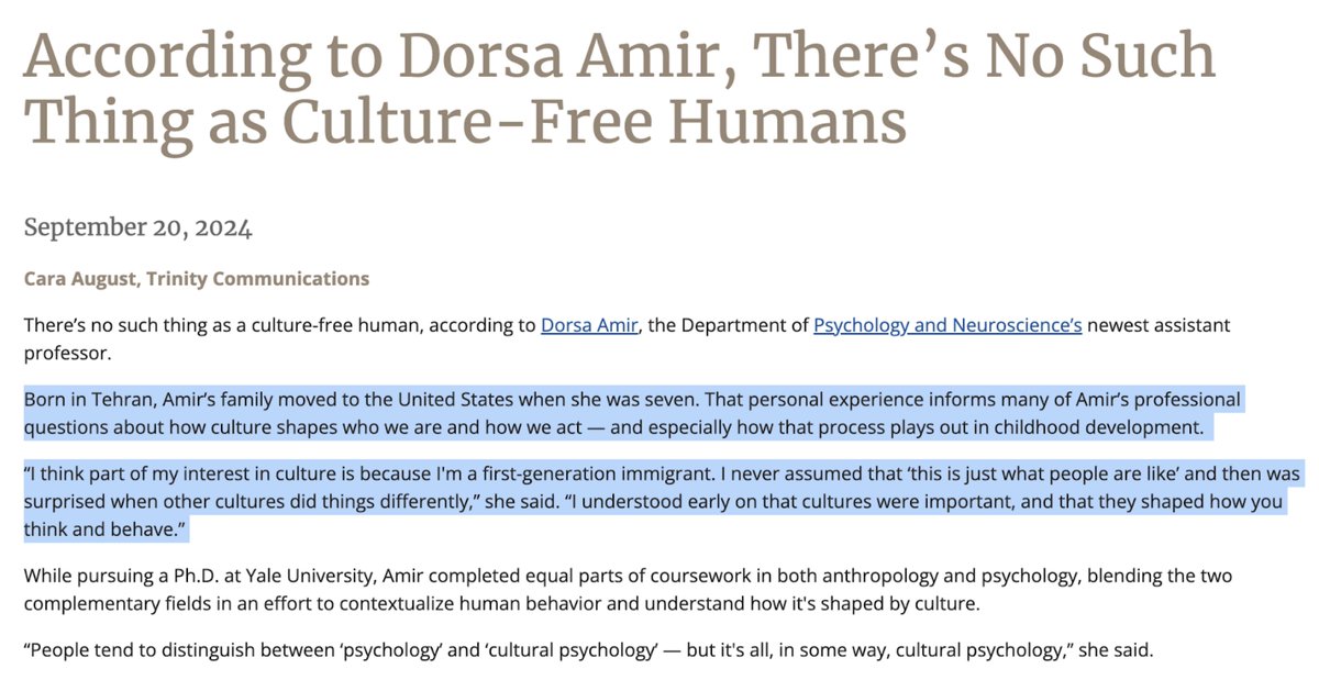 Chaz Firestone (@chazfirestone) on Twitter photo This bit in particular seemed unhelpful. True, I’m like any other WEIRD-o…but <a href="/DorsaAmir/">Dorsa Amir</a> is a trained anthropologist whose primary research focus is cross-cultural comparison. You could hardly find a scholar more accepting of the existence and importance of cultural variation. This bit in particular seemed unhelpful. True, I’m like any other WEIRD-o…but <a href="/DorsaAmir/">Dorsa Amir</a> is a trained anthropologist whose primary research focus is cross-cultural comparison. You could hardly find a scholar more accepting of the existence and importance of cultural variation.