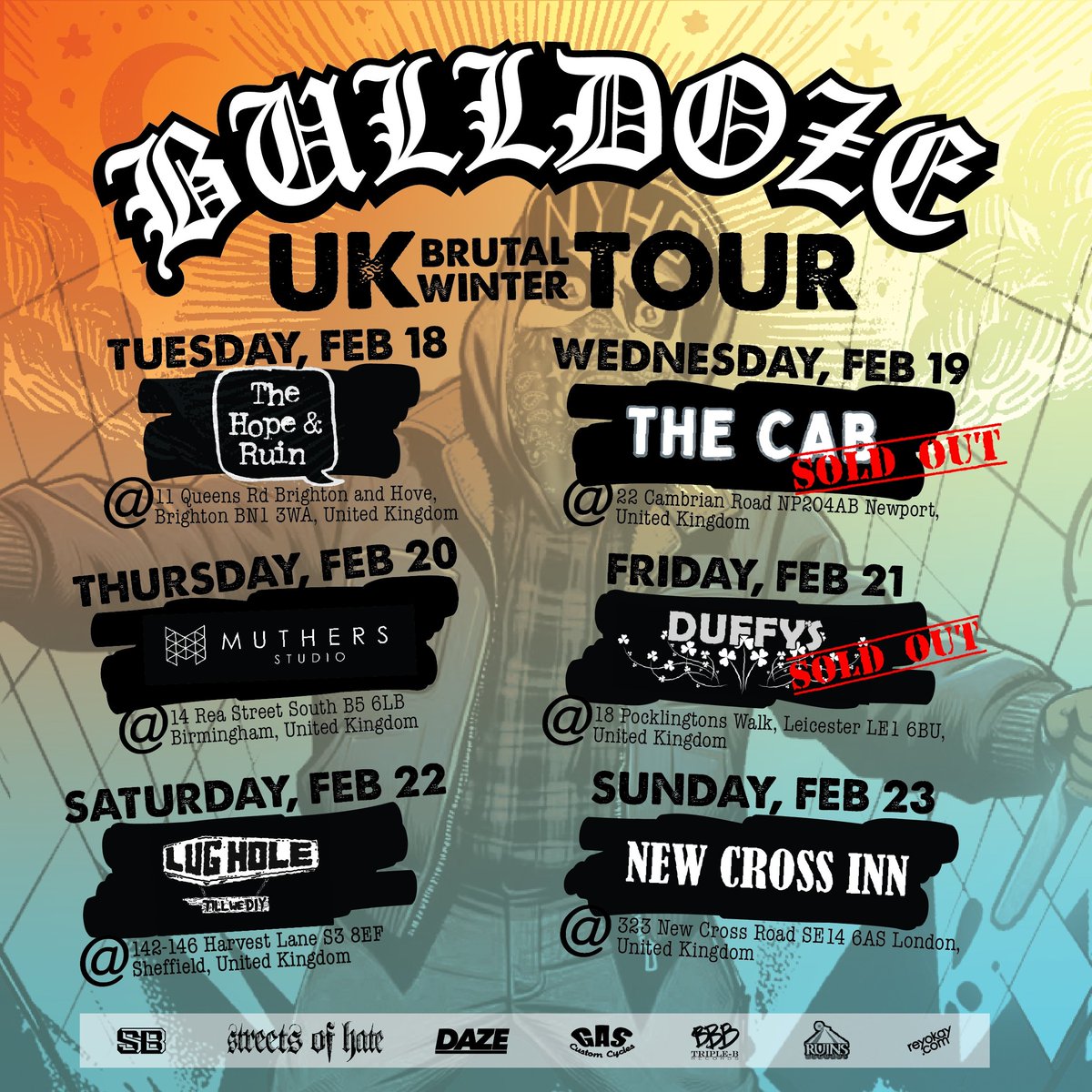 In just 1 day our UK winter tour begins! 2 SOLD OUT SHOWS and low ticket warnings for other dates!

Tickets at:
Strongerbookings.com

#beatdownhardcore
#bulldozebeatdown
#bulldozehc
#ukhardcore 
#moshpit 
#mosh
#spinkick 
#idontcare
#nyhc
#njhc
#fyp
#hardcore
#heavymetalmusic