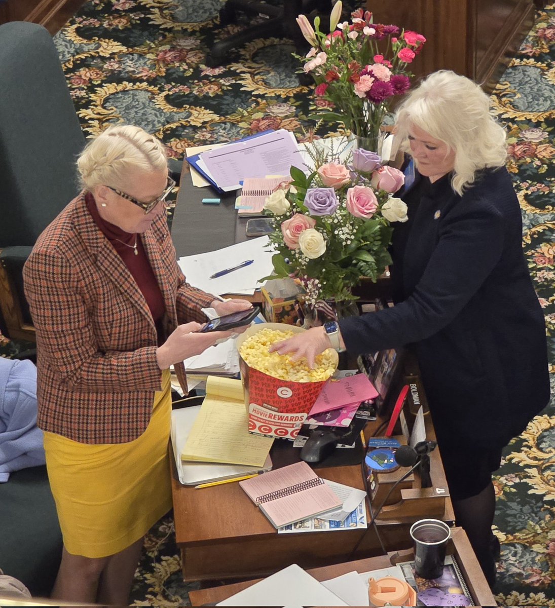 What's a coup without popcorn? The Democratic caucus and the Republican 9 are running the Senate in an after dark floor session Republican leaders can't seem to stop.
