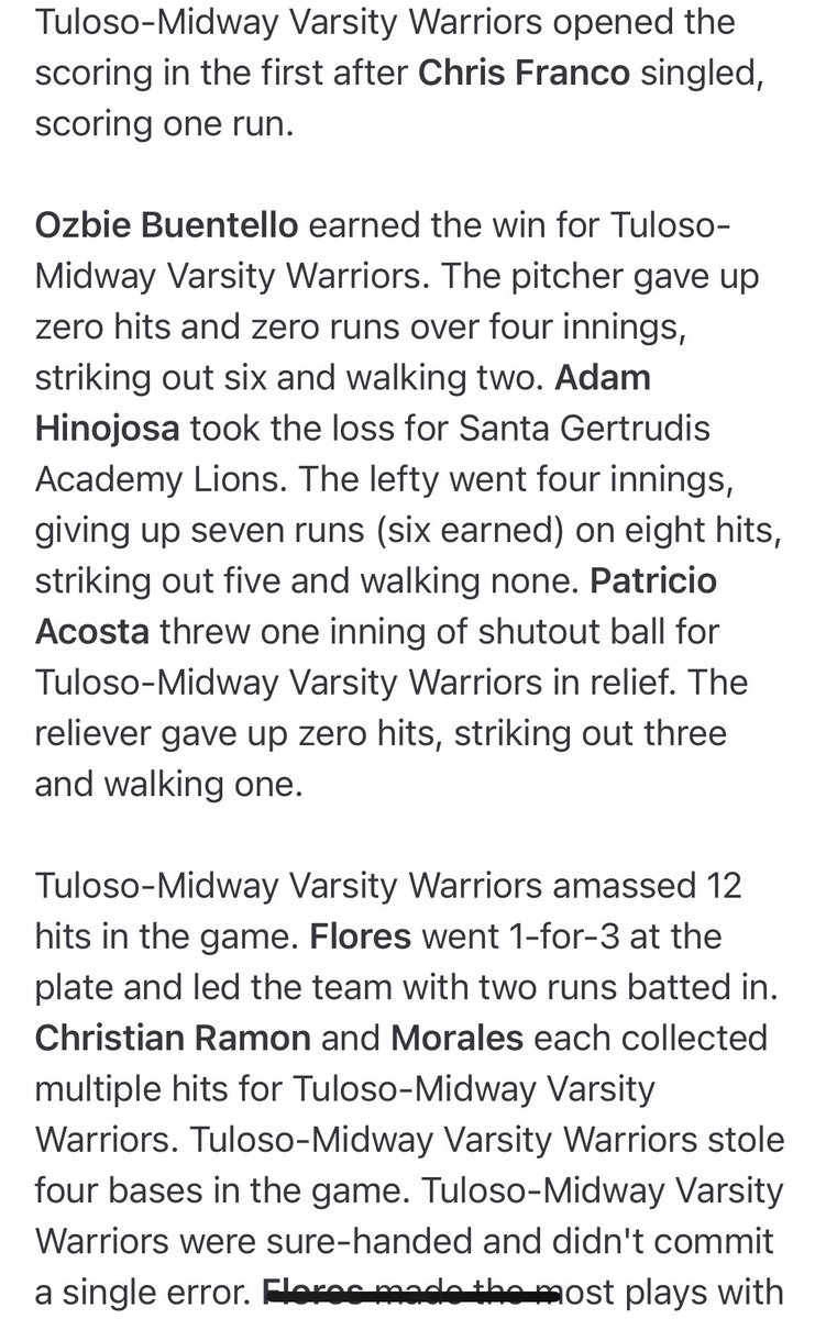 Coach Moody (@jkmoody44) on Twitter photo ⚾️GM 1 Final: <a href="/TMWarriorBSBL/">WarriorBaseball_TM</a> 10 SGA 0 #ShowTime 212 #WE <a href="/israelpanda29/">Israel Benavides</a> <a href="/erik_floresss/">erik flores</a> <a href="/ZakMorales2026/">Zak</a> <a href="/Jadenyayyay/">Jaden Smith</a> <a href="/OzbieB/">Ozbie Buentello</a> <a href="/patacosta55/">Pat Acosta</a> <a href="/ChristianRamon_/">Christian Ramon</a> <a href="/JaydenF44538741/">jayden franco</a> <a href="/4ATxHsBaseball/">4ATxHsBaseball</a> <a href="/SouthTexasHigh1/">South Texas High School Baseball</a> <a href="/ChrisThomasson7/">Chris Thomasson - KIII Sports</a> <a href="/LarissaLiska/">Larissa Liska</a> ⚾️GM 1 Final: <a href="/TMWarriorBSBL/">WarriorBaseball_TM</a> 10 SGA 0 #ShowTime 212 #WE <a href="/israelpanda29/">Israel Benavides</a> <a href="/erik_floresss/">erik flores</a> <a href="/ZakMorales2026/">Zak</a> <a href="/Jadenyayyay/">Jaden Smith</a> <a href="/OzbieB/">Ozbie Buentello</a> <a href="/patacosta55/">Pat Acosta</a> <a href="/ChristianRamon_/">Christian Ramon</a> <a href="/JaydenF44538741/">jayden franco</a> <a href="/4ATxHsBaseball/">4ATxHsBaseball</a> <a href="/SouthTexasHigh1/">South Texas High School Baseball</a> <a href="/ChrisThomasson7/">Chris Thomasson - KIII Sports</a> <a href="/LarissaLiska/">Larissa Liska</a>