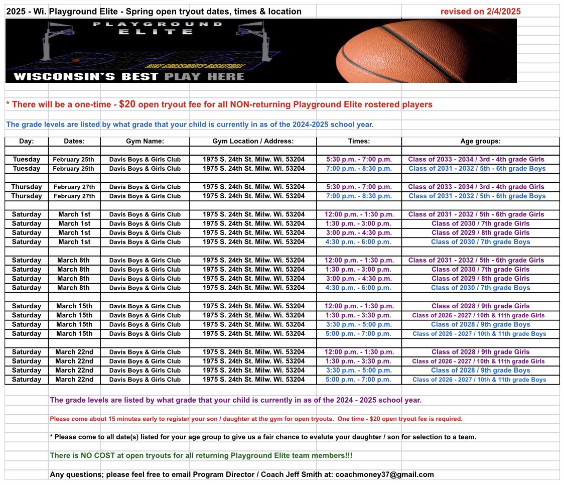 2025 Wisconsin Playground Elite Boys Basketball Tryout Information

playgroundelite.com/tryouts