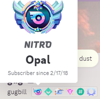 gugbill's tweet photo. 7 years of @discord nitro. i have this shiny badge now and i wasn't late like last year. here's to year 8 and beyond! :) https://t.co/kzadQ2aKd6