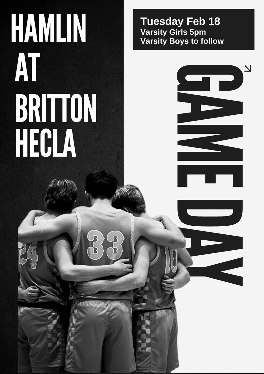 Game Day on the Road in Britton.  Note the early start. Varsity Girls and Varsity Boys only!