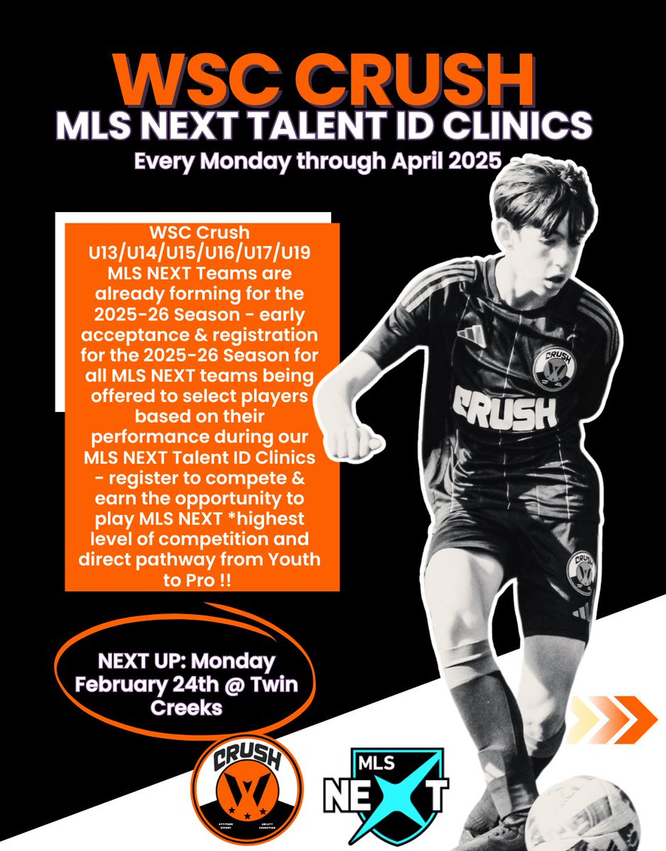 WSC_Crush's tweet photo. Come join us on a Monday to experience the Crush way!! #mlsnext https://t.co/S8EPPVVMp3