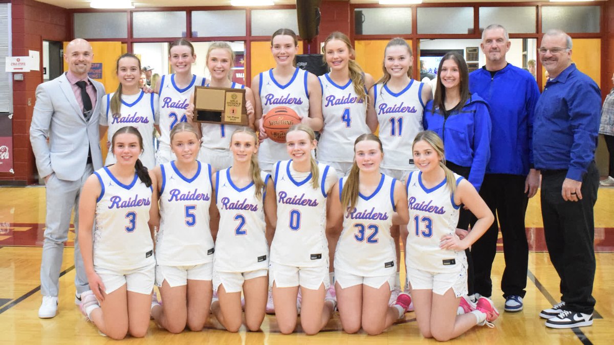 🏆 The 2025 District 1 Girls Basketball Tournament Champions: the Maple River Raiders! 🏀

Maple River also owns the District 1 2025 Senior Athlete of the Year, Adyson Hannig, and Coach of the Year, Nathan Hoots. 

Congratulations, Maple River! 🎉