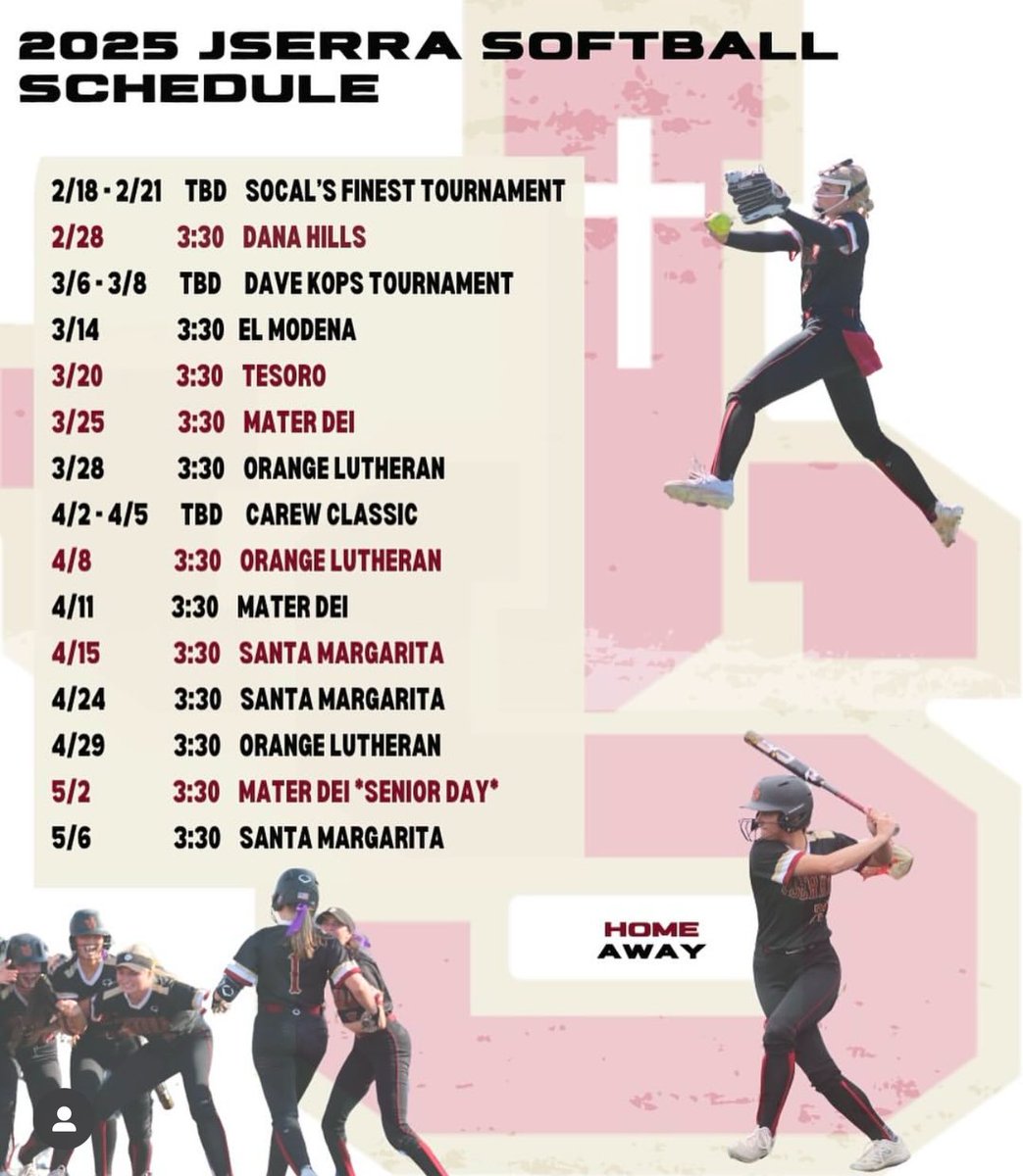 JSerra kicks off the ‘25 season at the So Cal’s Finest Tourney with games Tuesday (5pm v Ganesha &amp; 7pm v Murrieta Mesa) Thursday (3pm v Santiago) and Friday (5pm v Norco &amp; 7pm v Eleanor Roosevelt)