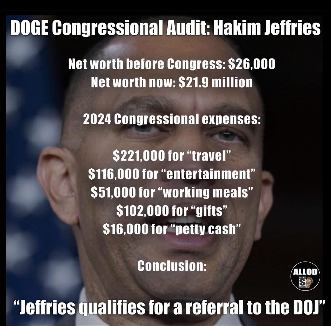 Sassafrass_84's tweet image. Attention: DOGE I think we need you right here. Jeffries needs attention. The kind you need to audit. 

Agree?!