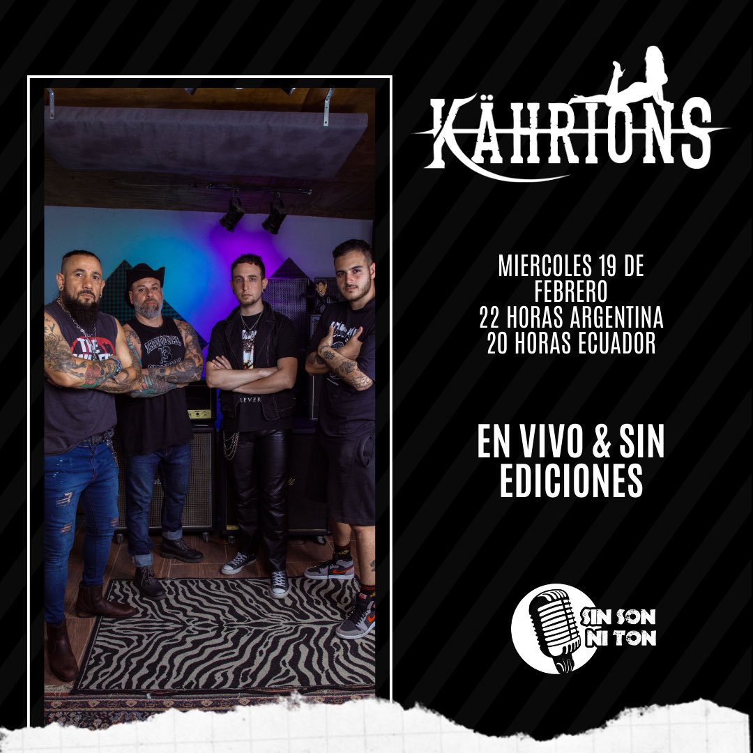 🎙️Mie 19 de Feb 22 hrs Arg 🇦🇷 /  20 hrs Ecu 🇪🇨 junto a Kährions
Escucha, comparte y disfruta su música:
open.spotify.com/artist/31Q8Kt9…
Conéctate!
youtube.com/@sinsonnitonec
Síguenos en:
instagram.com/sinsonnitonec/
tiktok.com/@sinsonnitonli…
facebook.com/sinsonnitonec
#sinsonniton 
<a href="/VocesHeavyMetal/">Voces del HeavyMetal</a>