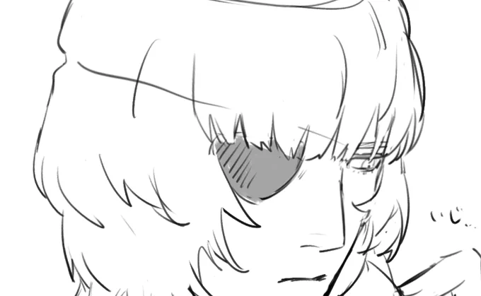 反転して描いてたら眼帯無い側から眼帯の紐出ててバカ笑った
目から紐 