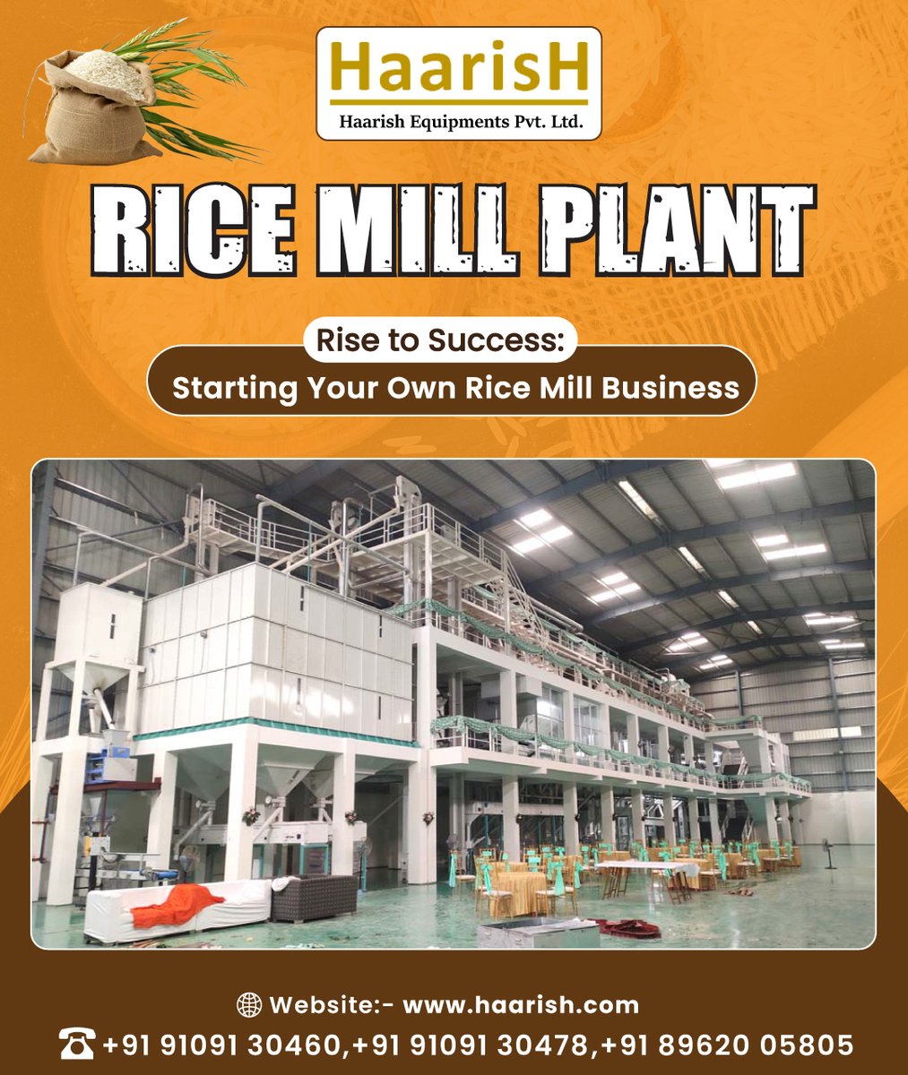 haarishequip's tweet image. &quot;Start your own rice mill plant and be your own boss! With our comprehensive guidance &amp;amp; support, you can transform simple grains into a thriving business. Take the first step towards success in the rice industry today!&quot;

#RiceMill #RiceProcessing #RiceMillPlant
#FoodProcessing