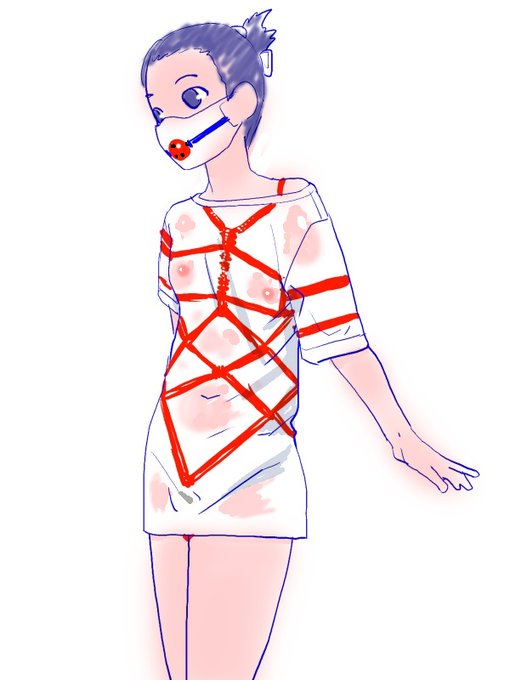 デザインドールを使ったのでついでにアイディアスケッチこういう男物Tシャツが大きかった義兄はプリントがズレるので義妹の思惑が外れる・・・マスクも大きい 