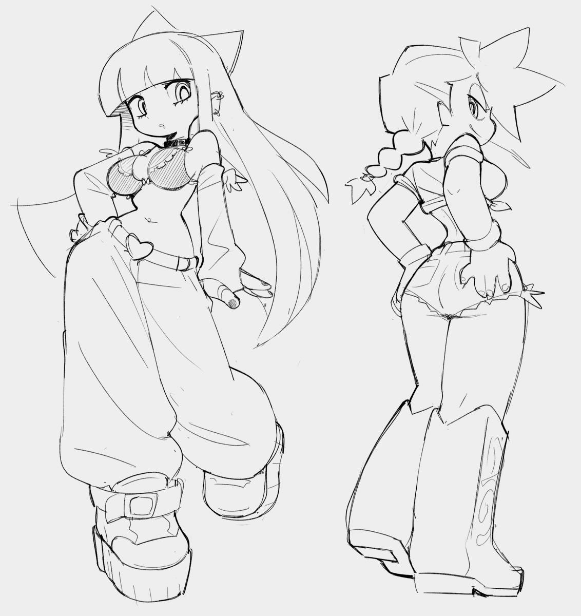 BacunNG's tweet image. rough panty and stocking doodles, might get around to finishing em sometime soon a lil busy recently