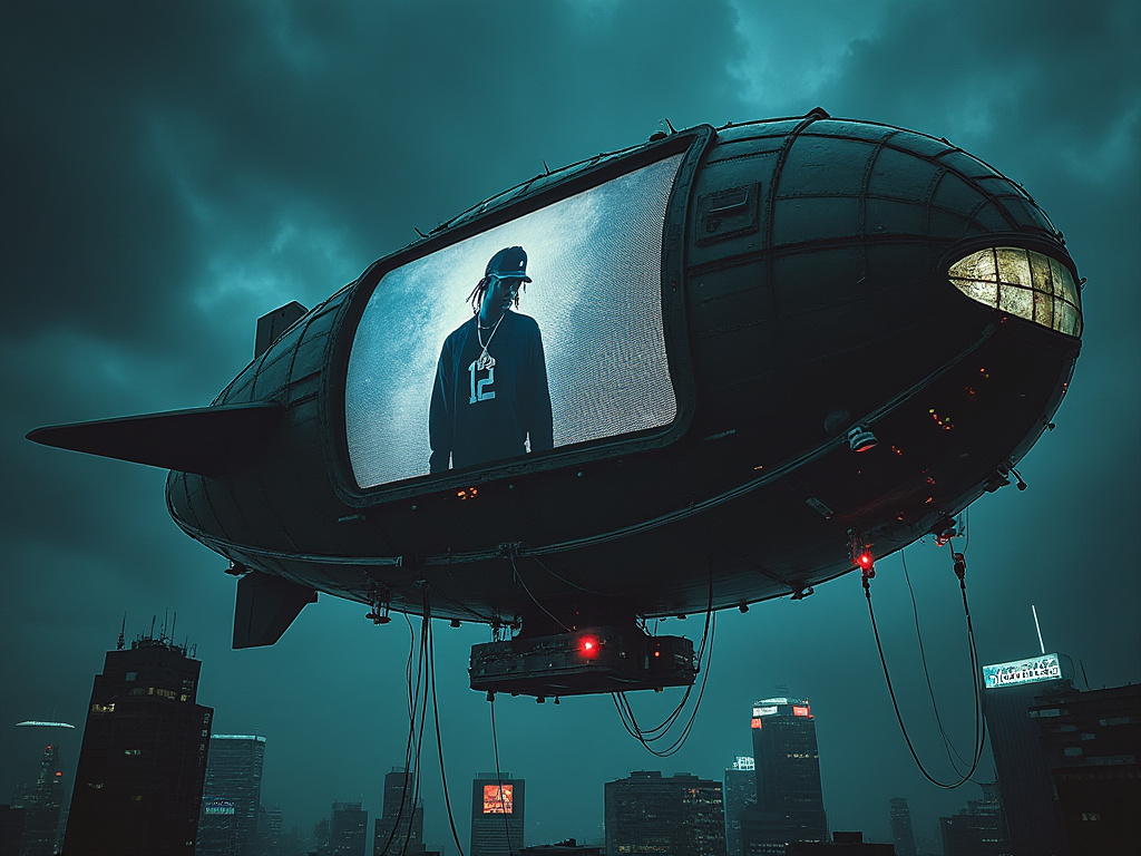 Stylez_Morales's tweet image. Quick challenge to myself... gonna take this blimpotron that I made with @freepik #flux1 a while back, animate it with @Hailuo_AI #minimax then turn it into 3D @DeemosTech #rodin so I can add my own video and track it back onto the real video showcasing a new music video on the…